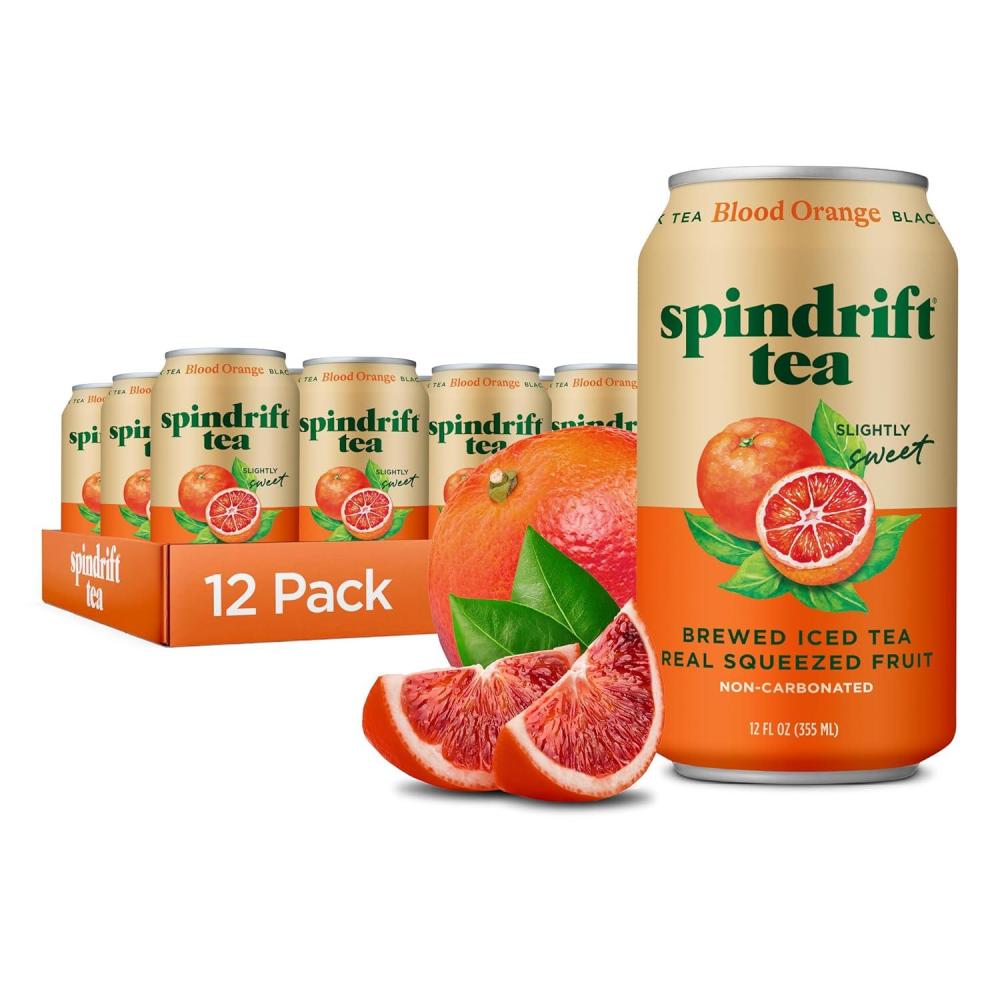 image:imageSpindrift Brewed Iced Tea Blood Orange Black Tea Made with Real Squeezed Fruit No Carbonation 12 Fl Oz Cans Pack of 12 Only 27 Calories per Can