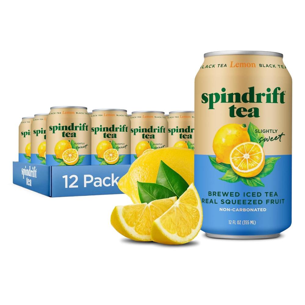 image:imageSpindrift Brewed Iced Tea Lemon Black Tea Made with Real Squeezed Fruit No Carbonation 12 Fl Oz Cans Pack of 12 Only 22 Calories per Can