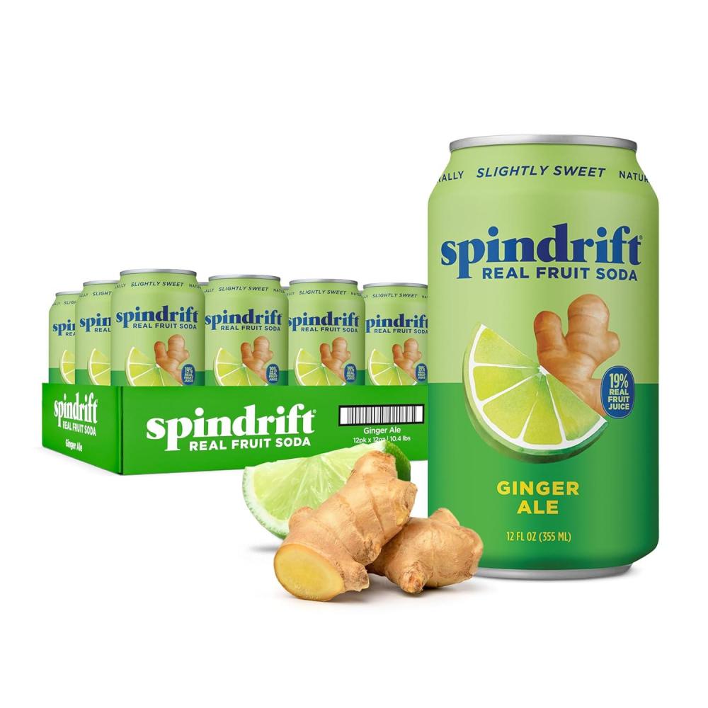 image:imageSpindrift Soda Variety Pack with Real Squeezed Fruit 12 Pack CaseGinger Ale  Soda