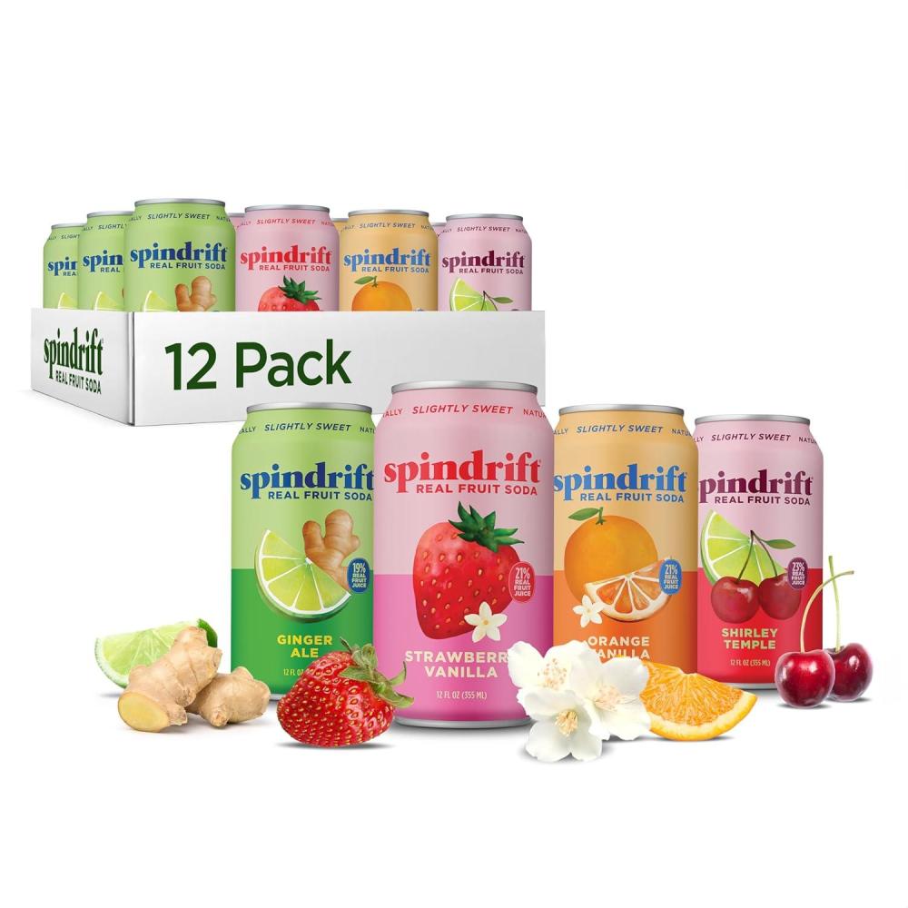 image:imageSpindrift Soda Variety Pack with Real Squeezed Fruit 12 Pack CaseSoda Variety Pack