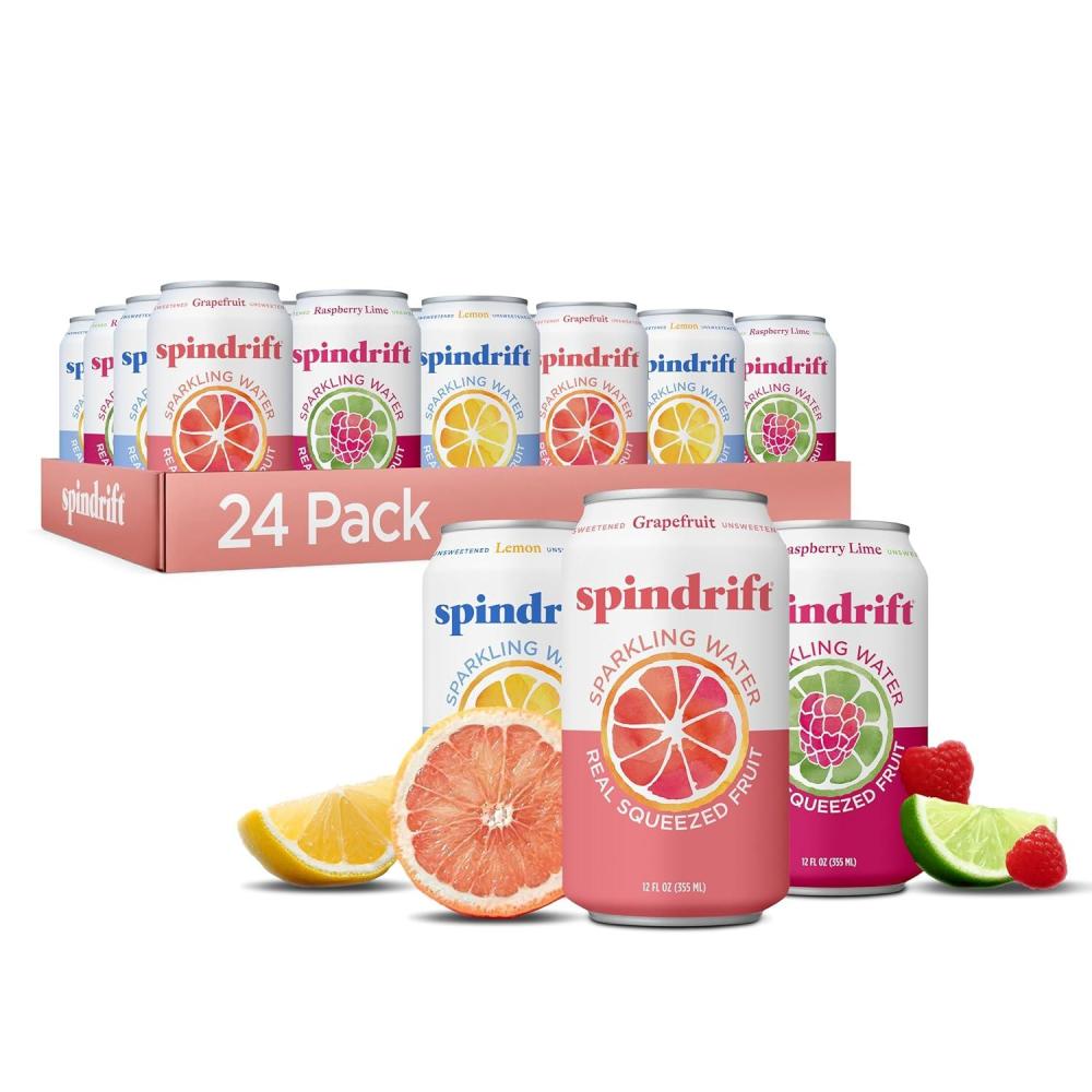 image:imageSpindrift Sparkling Water Core 3 Flavor Variety Pack Made with Real Squeezed Fruit 12 Fl Oz Cans Pack of 24