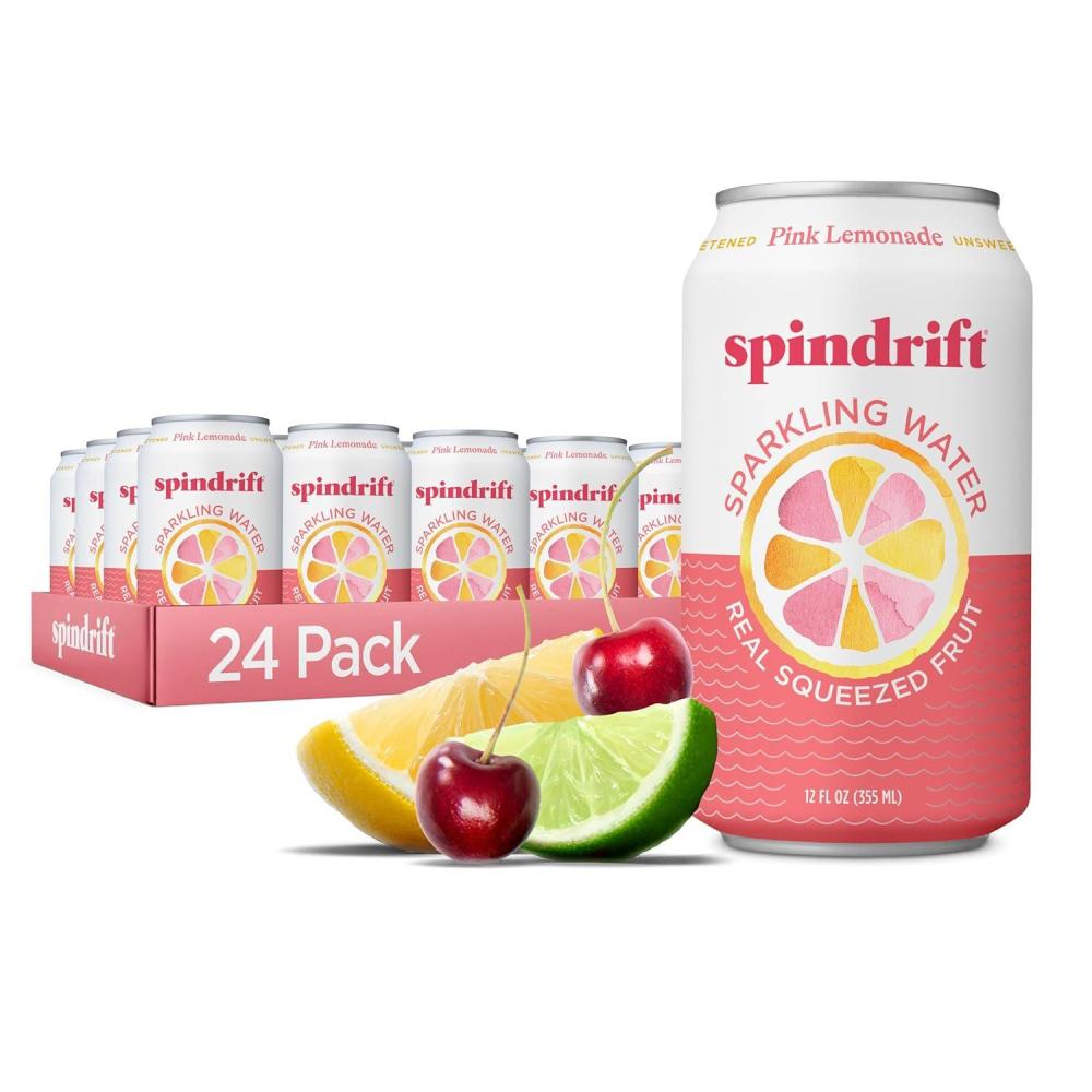 image:imageSpindrift Sparkling Water Half Tea amp Half Lemon Flavored Made with Real Squeezed Fruit 12 Fl Oz Cans Pack of 24 Only 5 Calories per CanPink Lemonade
