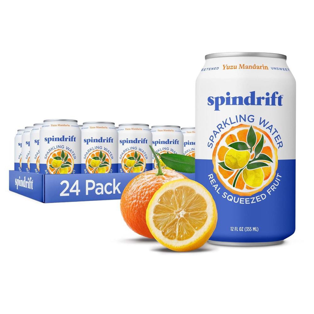 image:imageSpindrift Sparkling Water Half Tea amp Half Lemon Flavored Made with Real Squeezed Fruit 12 Fl Oz Cans Pack of 24 Only 5 Calories per CanYuzu Mandarin