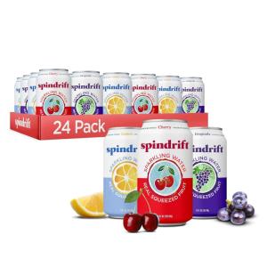 Spindrift Sparkling Water, Americana 3 Flavor Variety Pack, Made with Real Squeezed Fruit, 12 Fl Oz Cans, Pack of 24