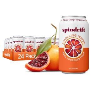 Spindrift Sparkling Water, Half Tea & Half Lemon Flavored, Made with Real Squeezed Fruit, 12 Fl Oz Cans, Pack of 24 (Only 5 Calories per Can)(Blood Orange Tangerine)