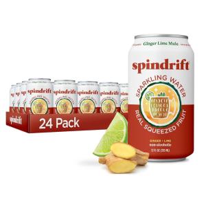 Spindrift Sparkling Water, Half Tea & Half Lemon Flavored, Made with Real Squeezed Fruit, 12 Fl Oz Cans, Pack of 24 (Only 5 Calories per Can)(Ginger Lime Mule)