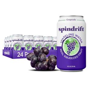 Spindrift Sparkling Water, Half Tea & Half Lemon Flavored, Made with Real Squeezed Fruit, 12 Fl Oz Cans, Pack of 24 (Only 5 Calories per Can)(Grapeade)