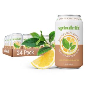 Spindrift Sparkling Water, Half Tea & Half Lemon Flavored, Made with Real Squeezed Fruit, 12 Fl Oz Cans, Pack of 24 (Only 5 Calories per Can)(Half Tea & Half Lemon)