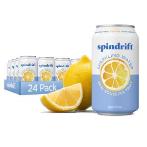 Spindrift Sparkling Water, Half Tea & Half Lemon Flavored, Made with Real Squeezed Fruit, 12 Fl Oz Cans, Pack of 24 (Only 5 Calories per Can)(Lemon)