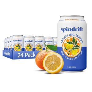 Spindrift Sparkling Water, Half Tea & Half Lemon Flavored, Made with Real Squeezed Fruit, 12 Fl Oz Cans, Pack of 24 (Only 5 Calories per Can)(Yuzu Mandarin)