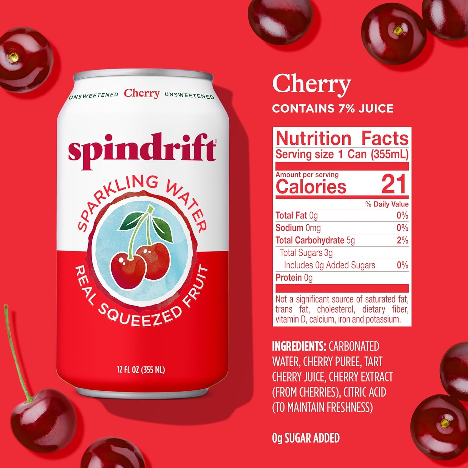 image:imageSpindrift Sparkling Water Blueberry Lemonade Flavored Made with Real Squeezed Fruit 12 Fl Oz Cans Pack of 24 Only 11 Calories per CanCherry