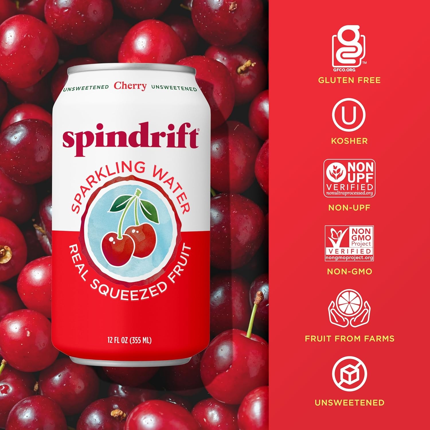image:imageSpindrift Sparkling Water Blueberry Lemonade Flavored Made with Real Squeezed Fruit 12 Fl Oz Cans Pack of 24 Only 11 Calories per CanCherry
