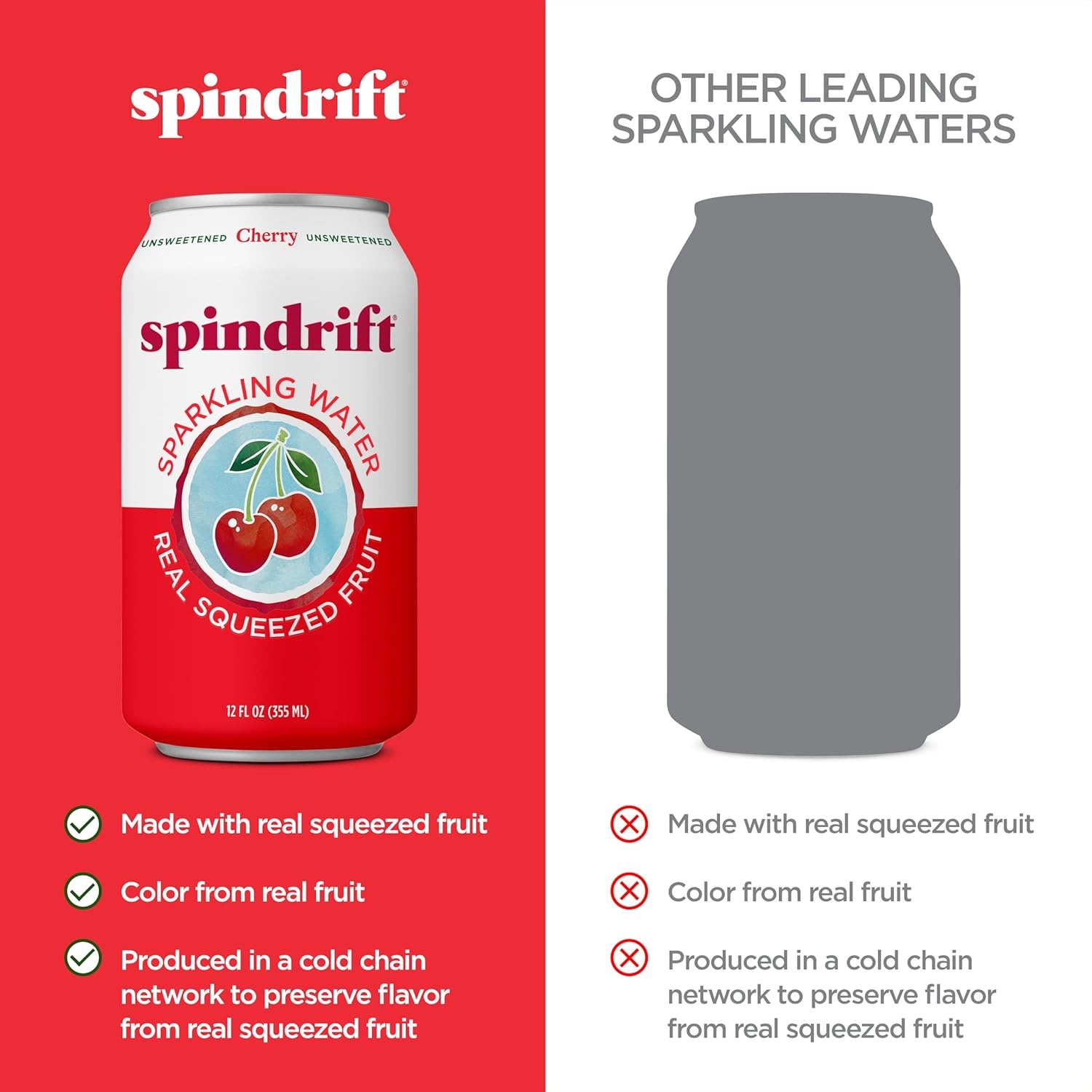 image:imageSpindrift Sparkling Water Blueberry Lemonade Flavored Made with Real Squeezed Fruit 12 Fl Oz Cans Pack of 24 Only 11 Calories per CanCherry
