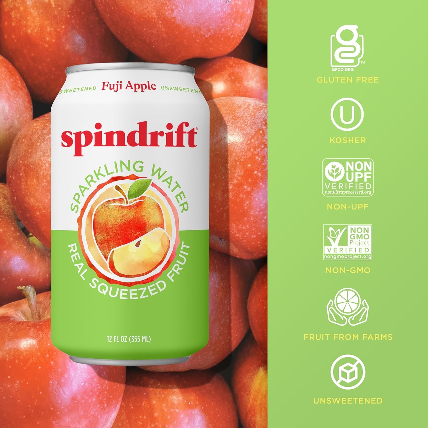 image:imageSpindrift Sparkling Water Blueberry Lemonade Flavored Made with Real Squeezed Fruit 12 Fl Oz Cans Pack of 24 Only 11 Calories per CanFuji Apple