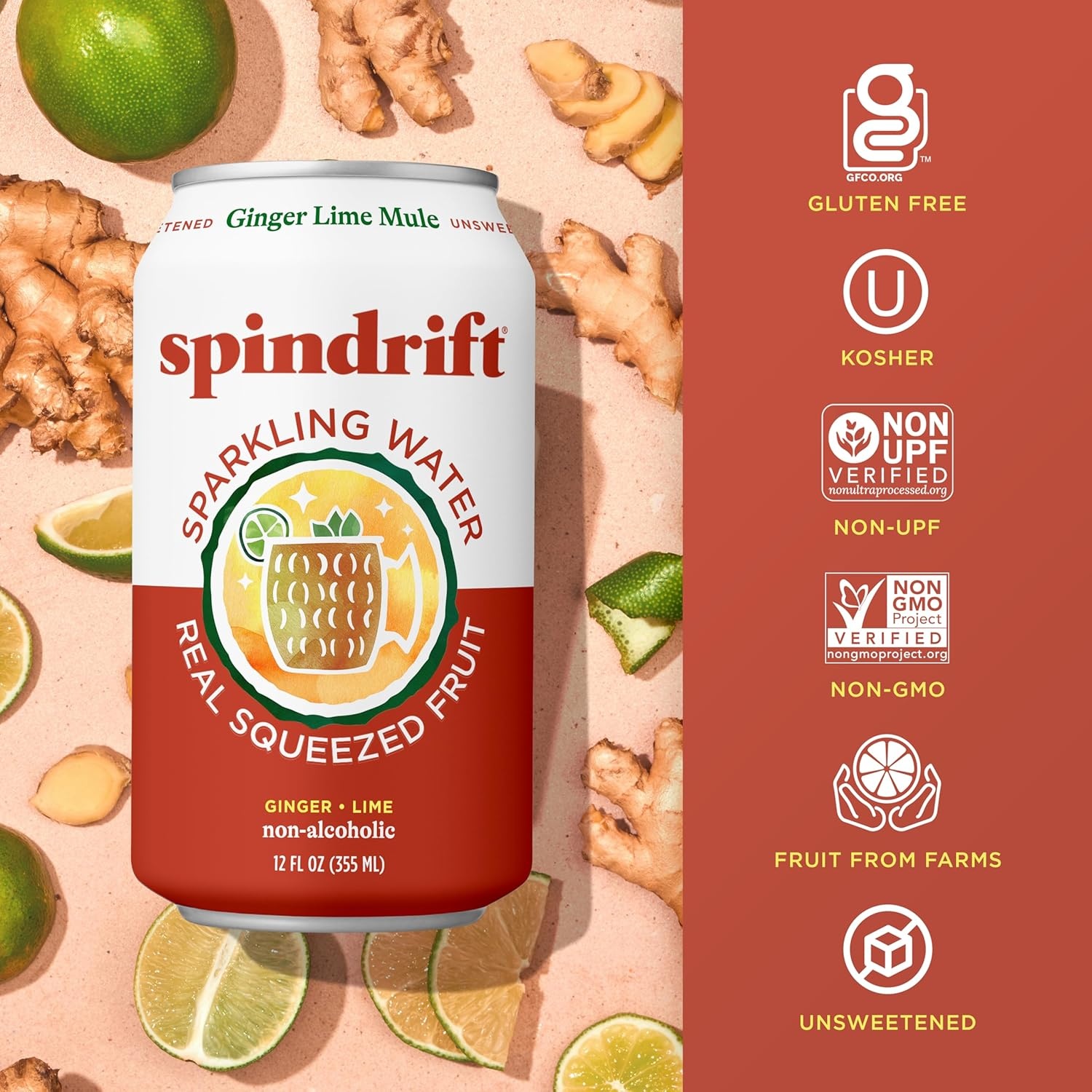 image:imageSpindrift Sparkling Water Blueberry Lemonade Flavored Made with Real Squeezed Fruit 12 Fl Oz Cans Pack of 24 Only 11 Calories per CanGinger Lime Mule
