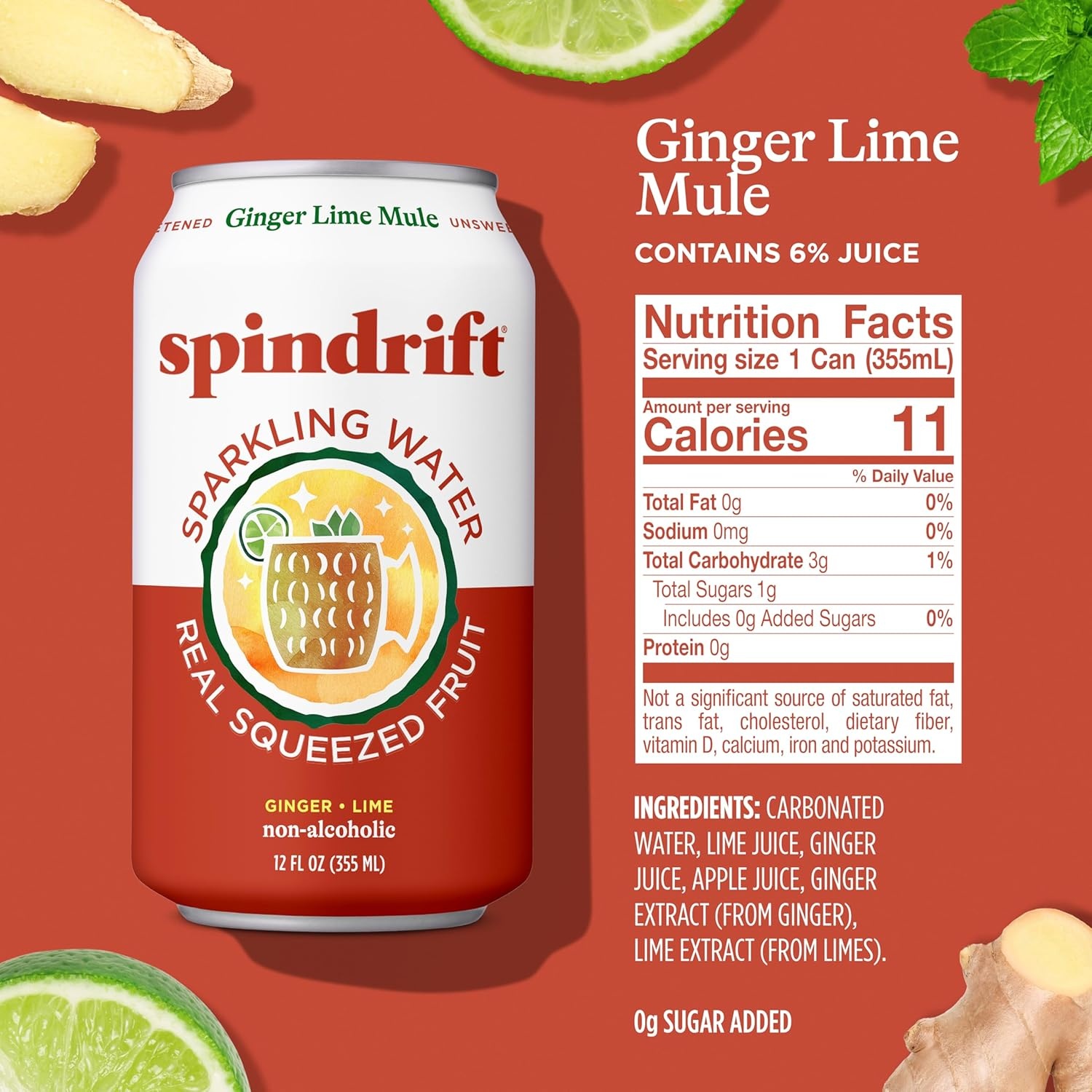 image:imageSpindrift Sparkling Water Blueberry Lemonade Flavored Made with Real Squeezed Fruit 12 Fl Oz Cans Pack of 24 Only 11 Calories per CanGinger Lime Mule