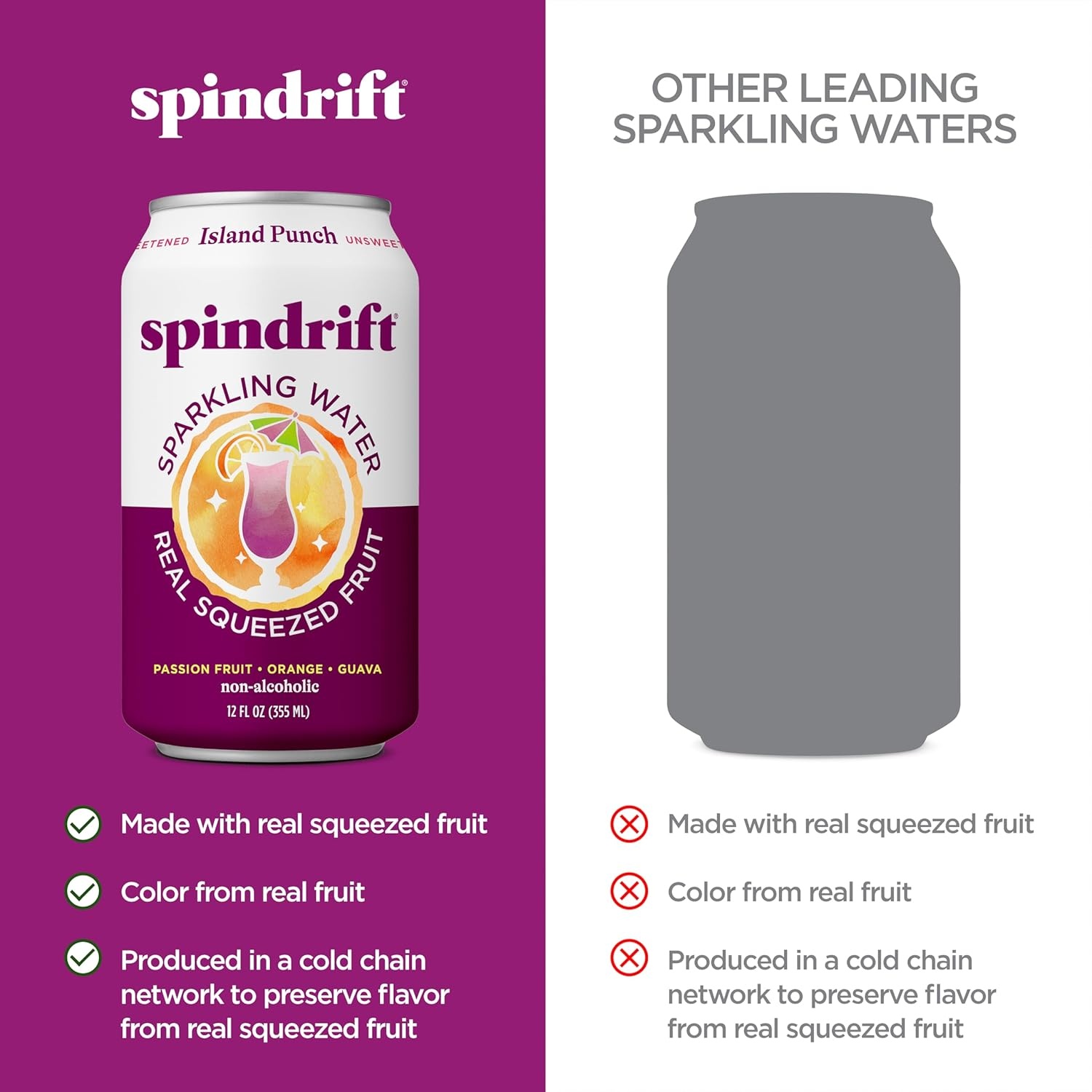 image:imageSpindrift Sparkling Water Blueberry Lemonade Flavored Made with Real Squeezed Fruit 12 Fl Oz Cans Pack of 24 Only 11 Calories per CanIsland Punch