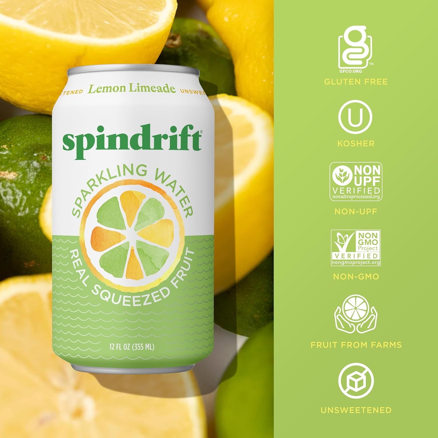 image:imageSpindrift Sparkling Water Blueberry Lemonade Flavored Made with Real Squeezed Fruit 12 Fl Oz Cans Pack of 24 Only 11 Calories per CanLemon Limeade