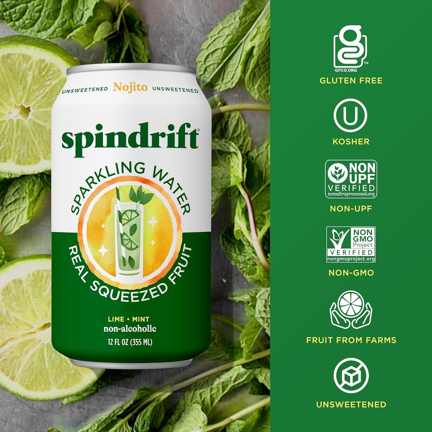 image:imageSpindrift Sparkling Water Blueberry Lemonade Flavored Made with Real Squeezed Fruit 12 Fl Oz Cans Pack of 24 Only 11 Calories per CanNojito