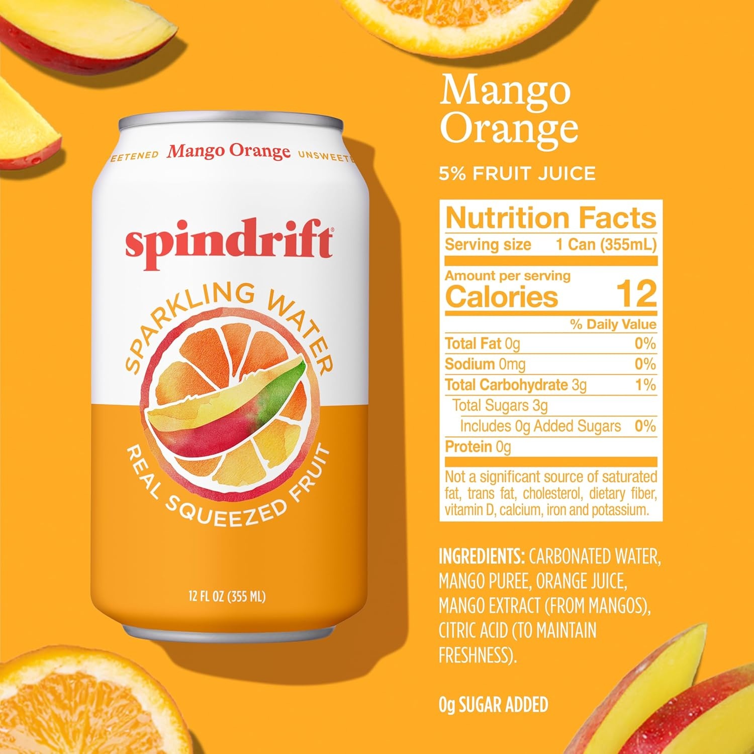 image:imageSpindrift Sparkling Water Blueberry Lemonade Flavored Made with Real Squeezed Fruit 12 Fl Oz Cans Pack of 24 Only 11 Calories per CanOrange Mango