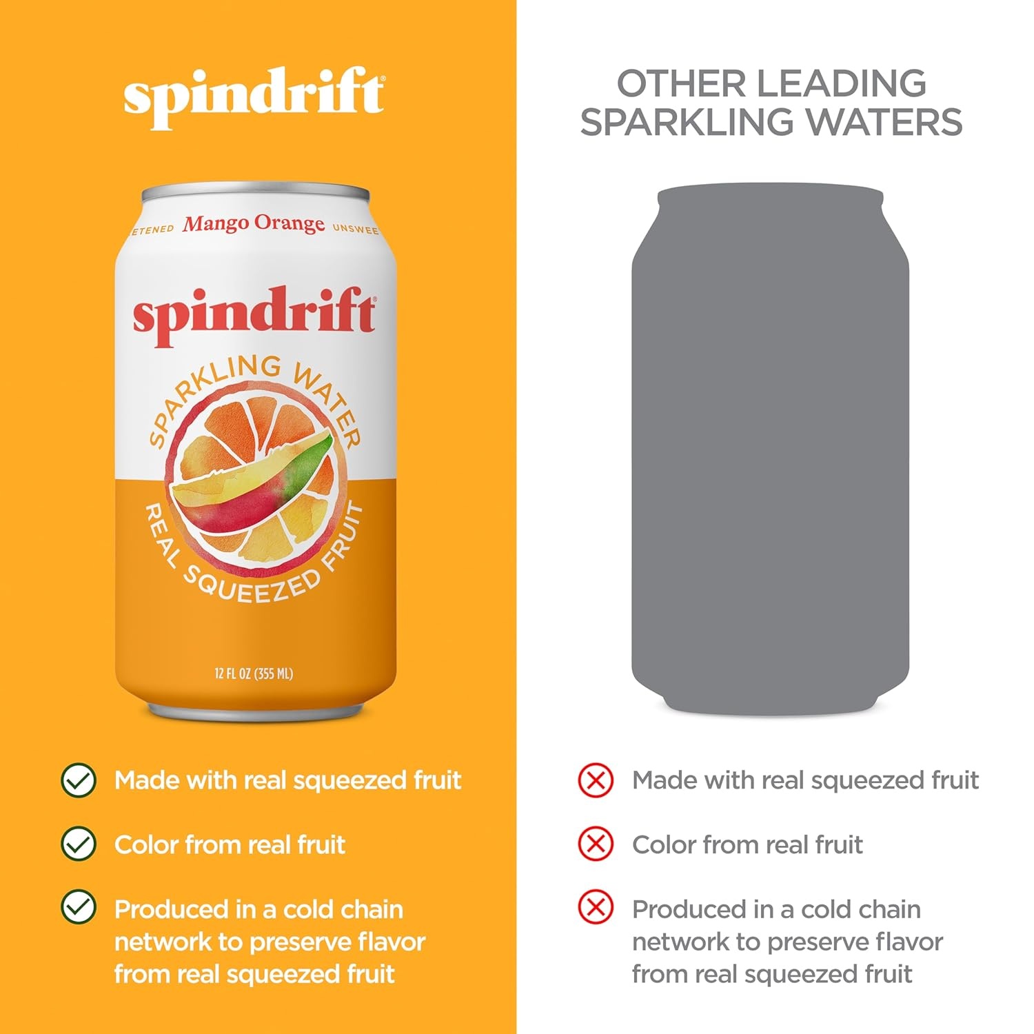 image:imageSpindrift Sparkling Water Blueberry Lemonade Flavored Made with Real Squeezed Fruit 12 Fl Oz Cans Pack of 24 Only 11 Calories per CanOrange Mango