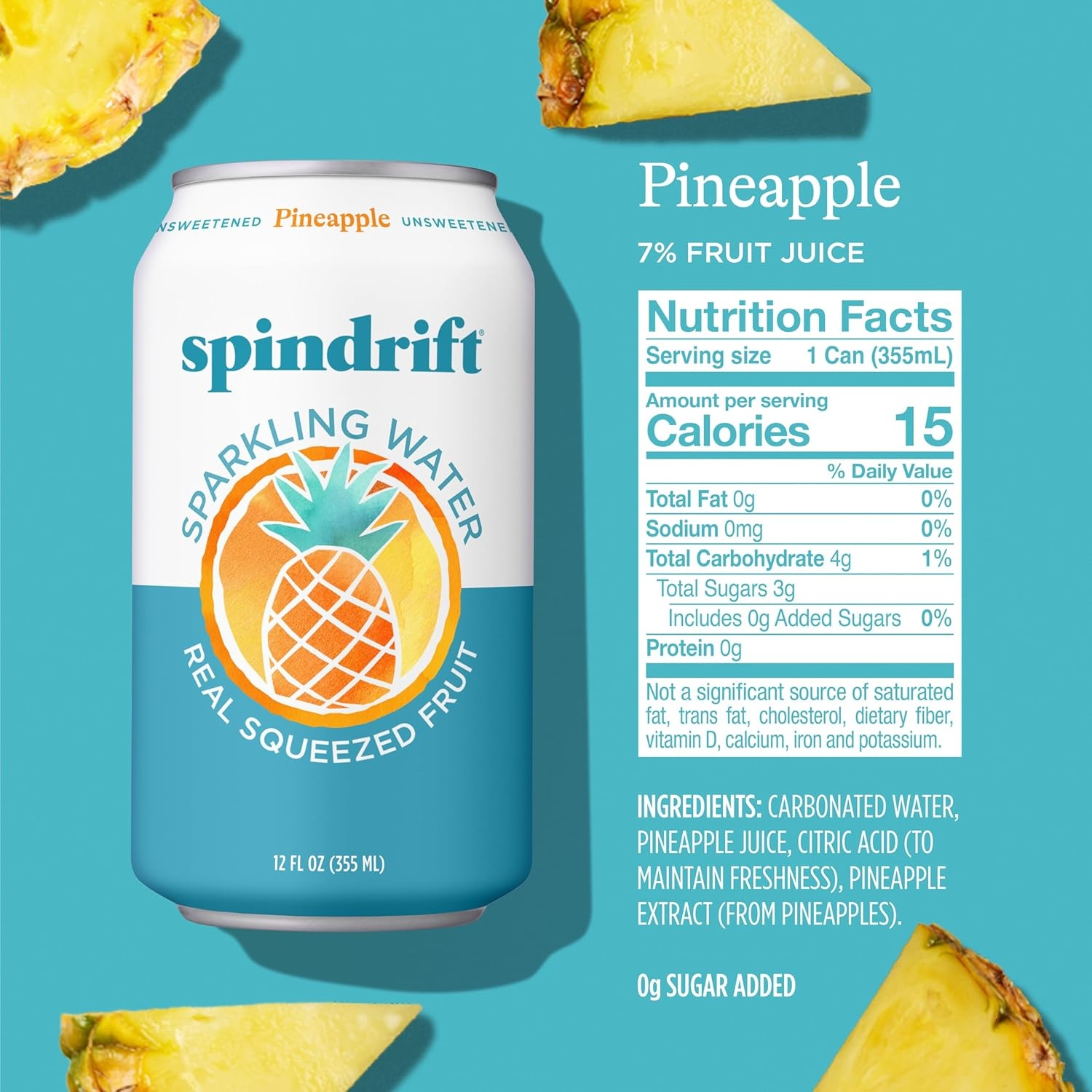 image:imageSpindrift Sparkling Water Blueberry Lemonade Flavored Made with Real Squeezed Fruit 12 Fl Oz Cans Pack of 24 Only 11 Calories per CanPineapple