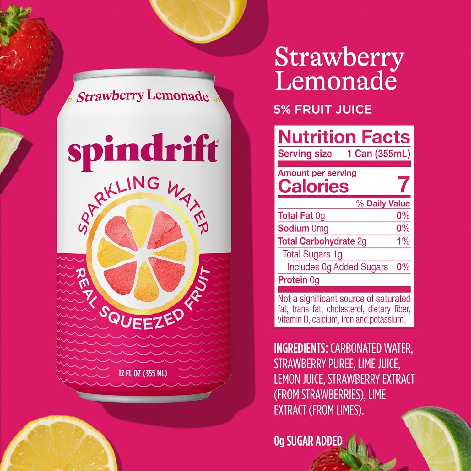 image:imageSpindrift Sparkling Water Blueberry Lemonade Flavored Made with Real Squeezed Fruit 12 Fl Oz Cans Pack of 24 Only 11 Calories per CanStrawberry Lemonade