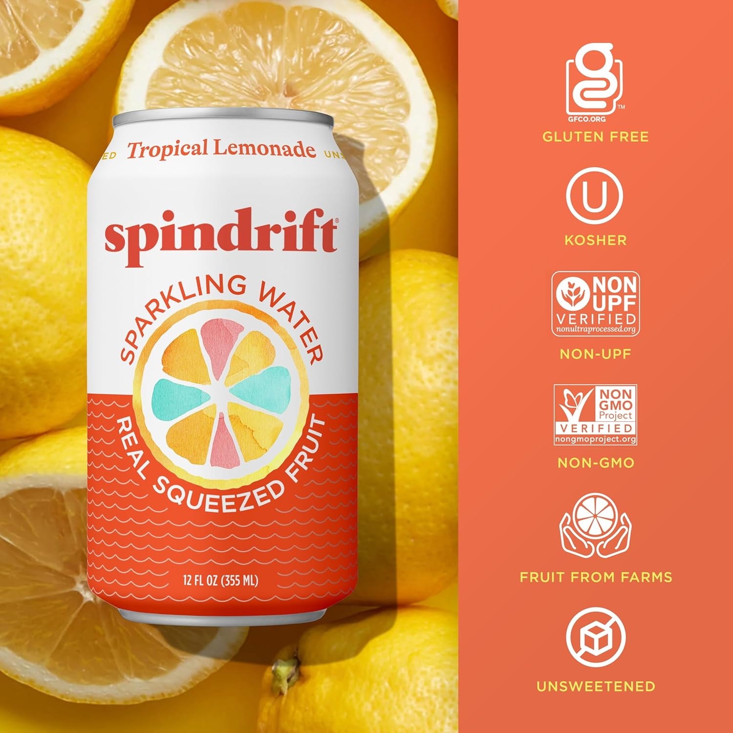 image:imageSpindrift Sparkling Water Blueberry Lemonade Flavored Made with Real Squeezed Fruit 12 Fl Oz Cans Pack of 24 Only 11 Calories per CanTropical Lemonade