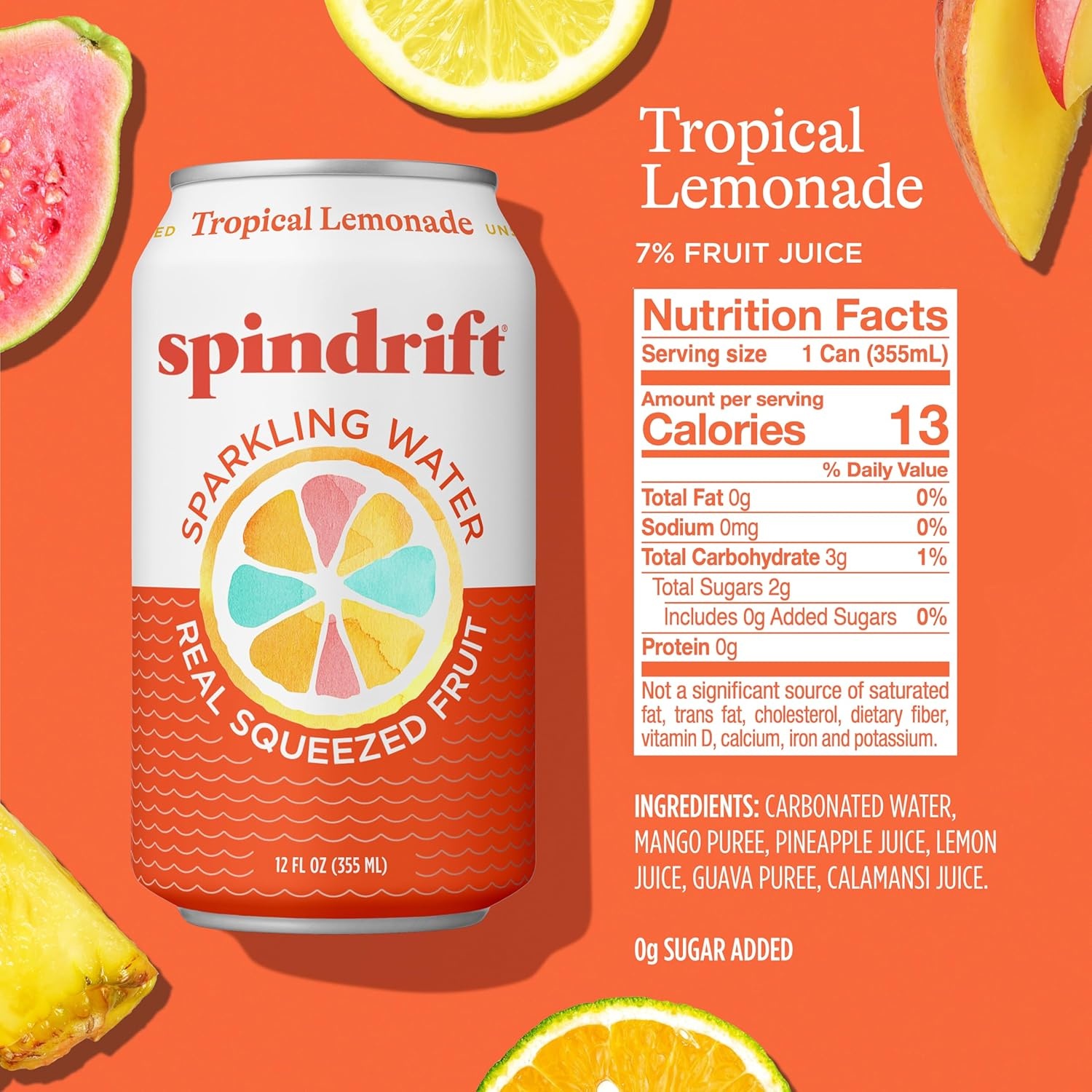 image:imageSpindrift Sparkling Water Blueberry Lemonade Flavored Made with Real Squeezed Fruit 12 Fl Oz Cans Pack of 24 Only 11 Calories per CanTropical Lemonade